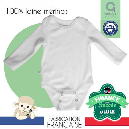 Body 100% lã merino Grow-With-Me - Fabricado na França